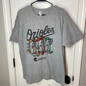 Baltimore Orioles Fan Gear Pepsi Hot Dog Race Men's XL Game Promo Gray T Shirt